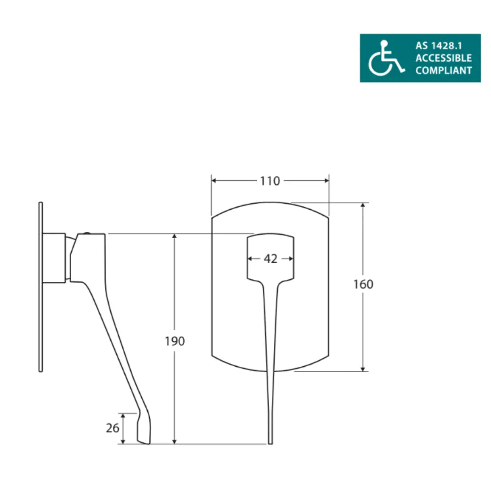Fienza 218101D Koko Care Chrome Wall Mounted Basin Mixer Tap - Modern Bathroom Faucet for Sink, Vanity, and Powder Room