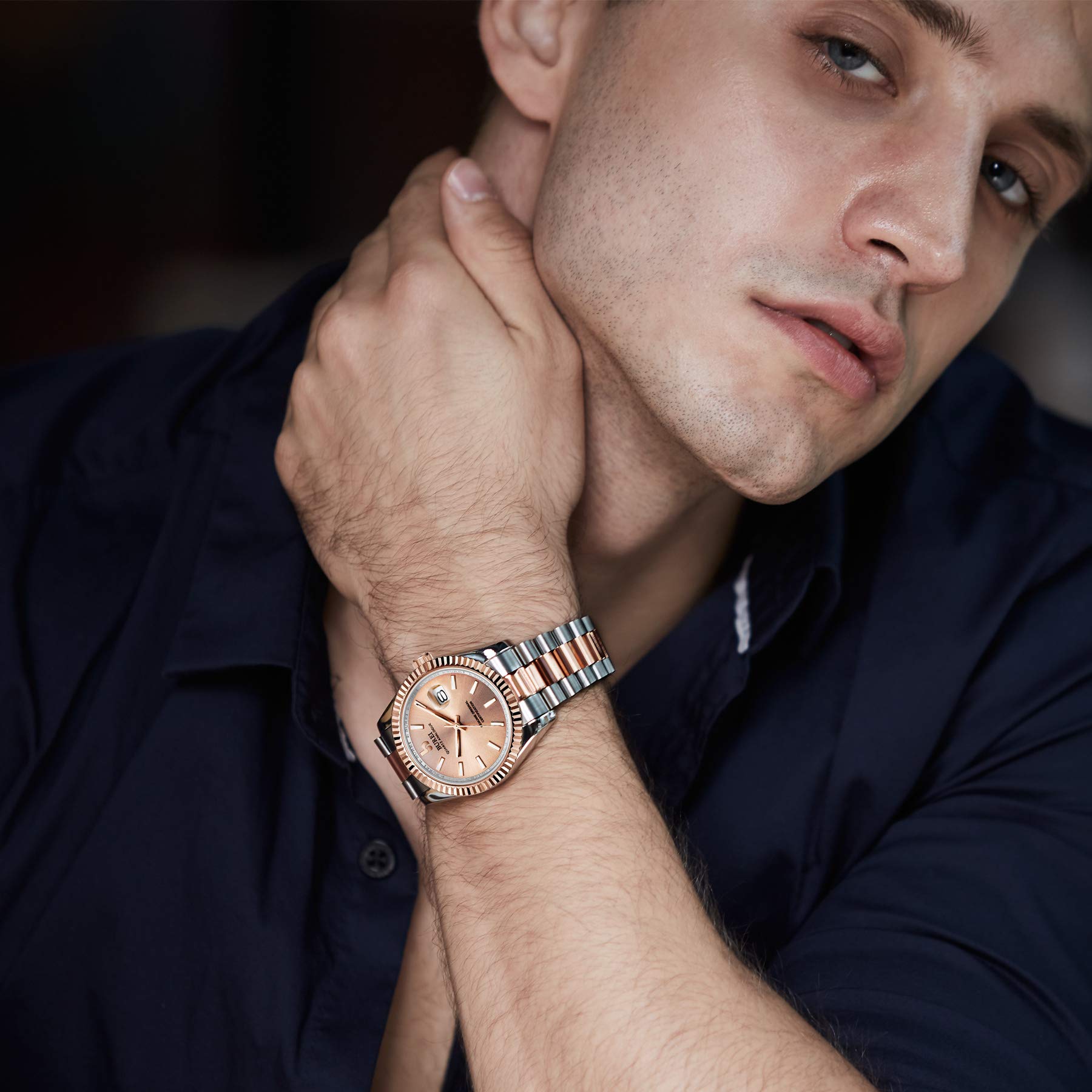 BUREI Luxury Men's Watches - Stainless Steel Analog Business Dress Watch for Men, Waterproof & Fashionable, Perfect Gift for Him - Ideal for Office, Formal Events & Daily Wear