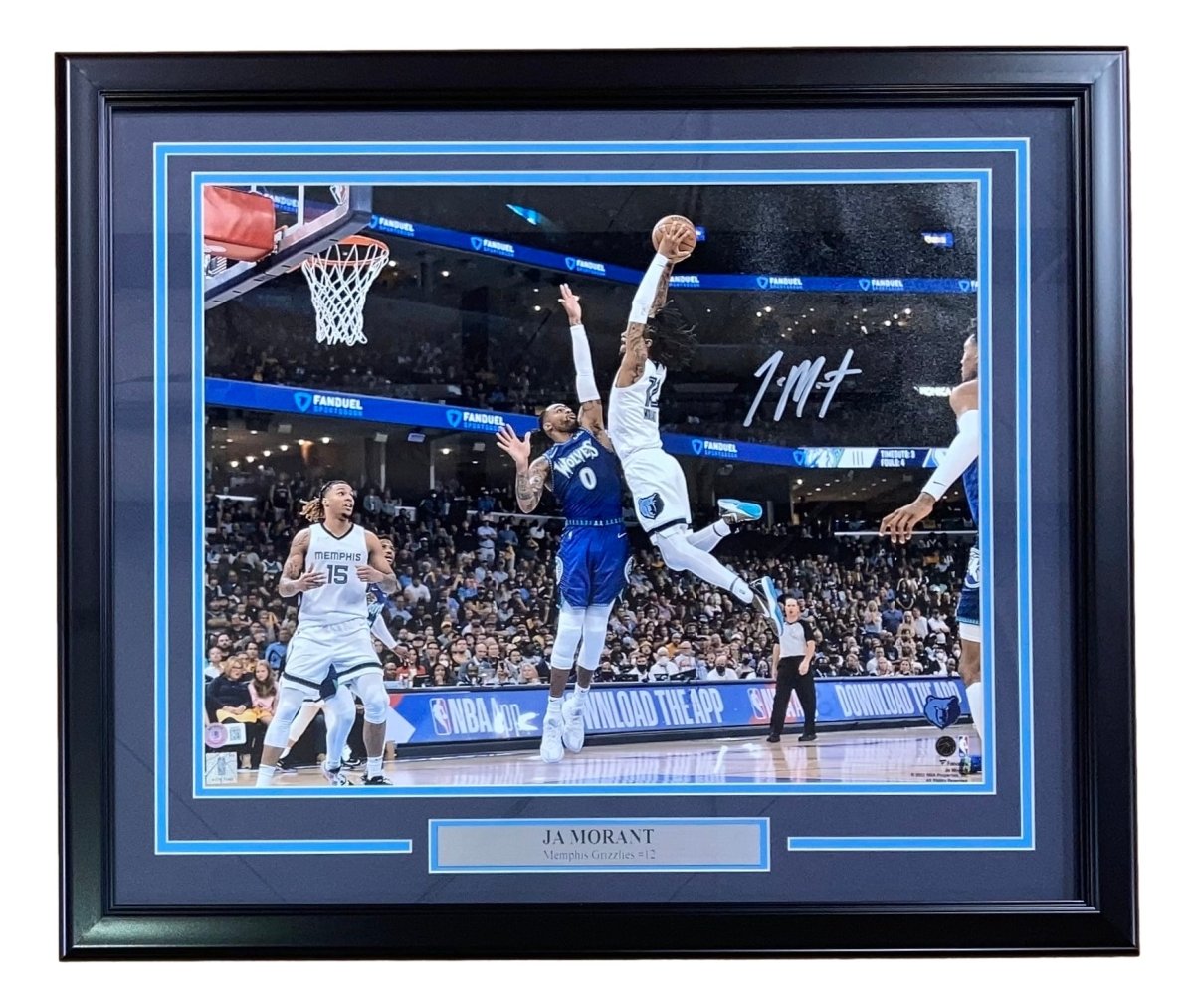 Authentic Ja Morant Signed Framed 16x20 Photo - Memphis Grizzlies vs Timberwolves NBA Game - Limited Edition Collectible for Sports Fans & Memorabilia Enthusiasts - Perfect for Man Cave, Sports Bar, or Gift for Basketball Lovers