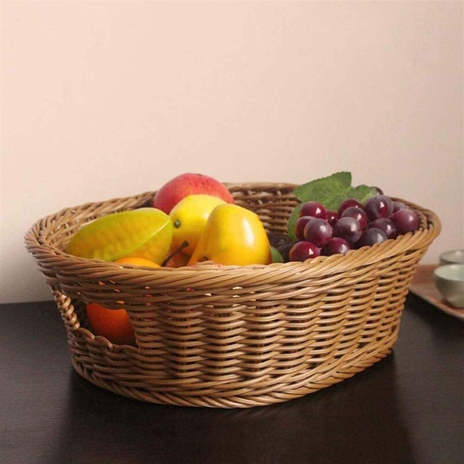 Handmade Woven Fruit Basket Stand - Countertop Storage Bowl for Fruits, Candy, Cakes | Display Organizer for Keys, Wallet & Cell Phone | Perfect for Kitchen, Dining Table & Home Decor