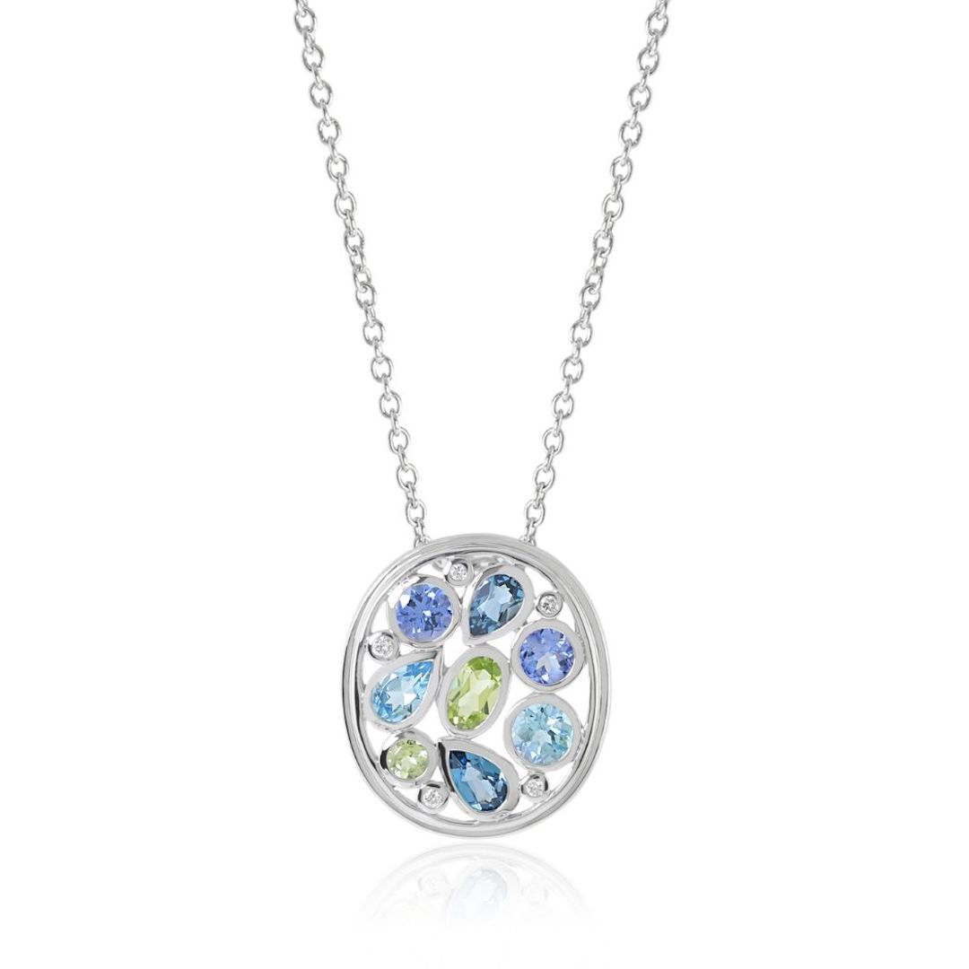 Stunning Multi Gemstone Open Pendant Necklace for Women - Elegant Birthstone Jewelry Gift for Mother's Day, Anniversary & Special Occasions