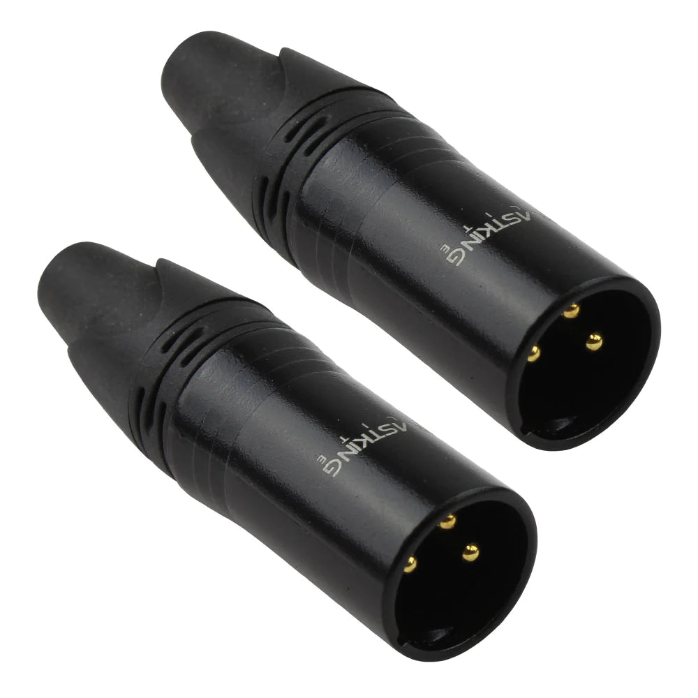 Blastking 3 Pin Male XLR Connector Gold Plated - Professional Audio Cable Connector Pair for Microphones, Speakers & Studio Equipment