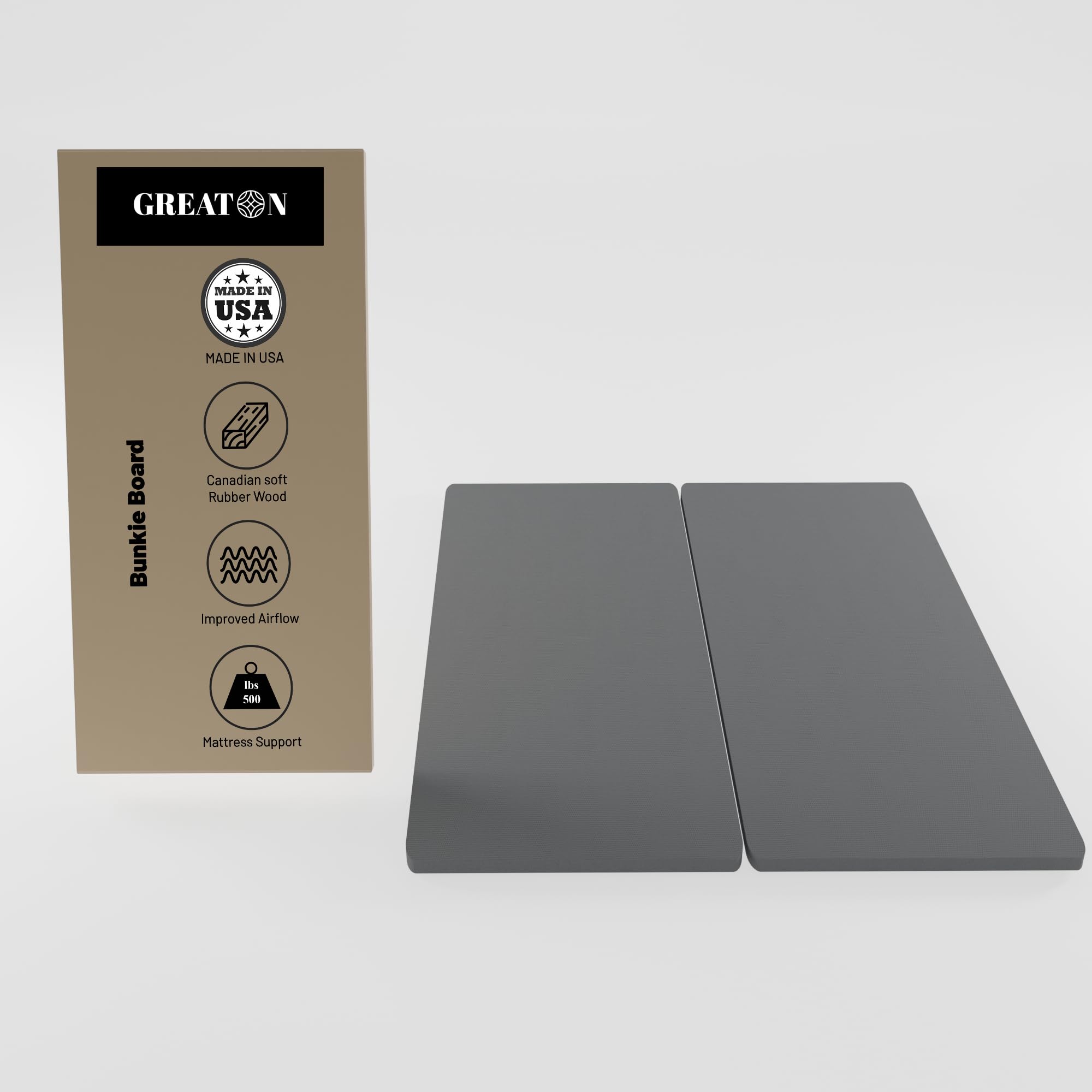 Greaton 1.5-Inch Split Bunkie Board for Mattress Support - King Size Bed Foundation, Fully Assembled, Enhanced Comfort & Durability, Grey - Perfect for Platform Beds, Adjustable Bases & Box Spring Replacement