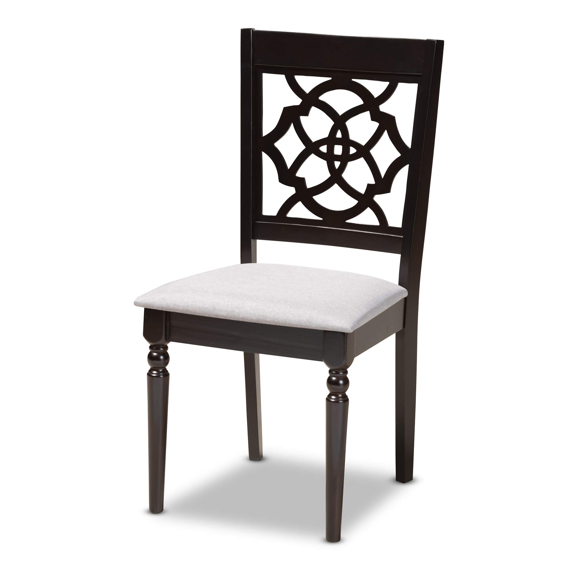 Baxton Studio Renaud Dining Chair - Grey Fabric Upholstered with Espresso Brown Wood Frame - Modern Kitchen & Dining Room Furniture for Home & Restaurant Use
