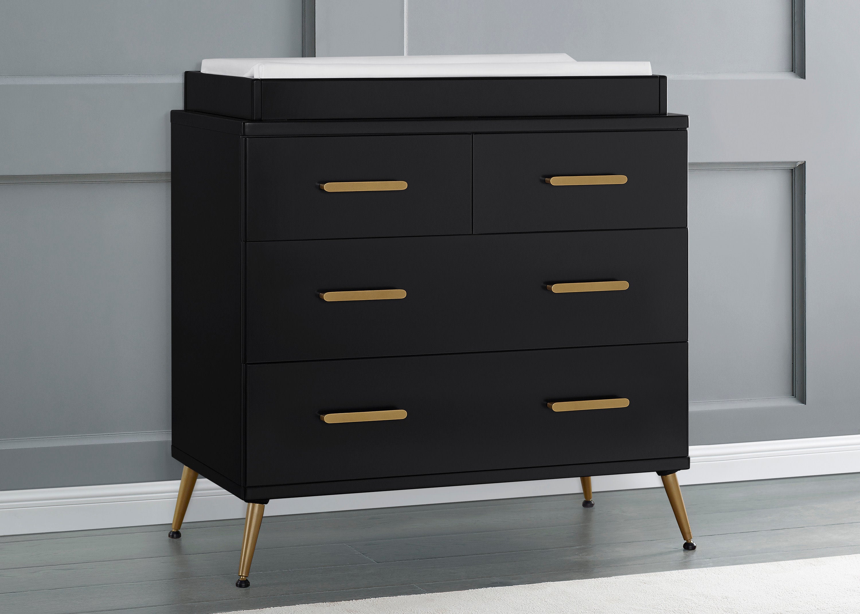 Sloane 4-Drawer Baby Dresser with Changing Table Top & Secure Interlocking Drawers - Perfect for Nursery Organization and Diaper Changing Station