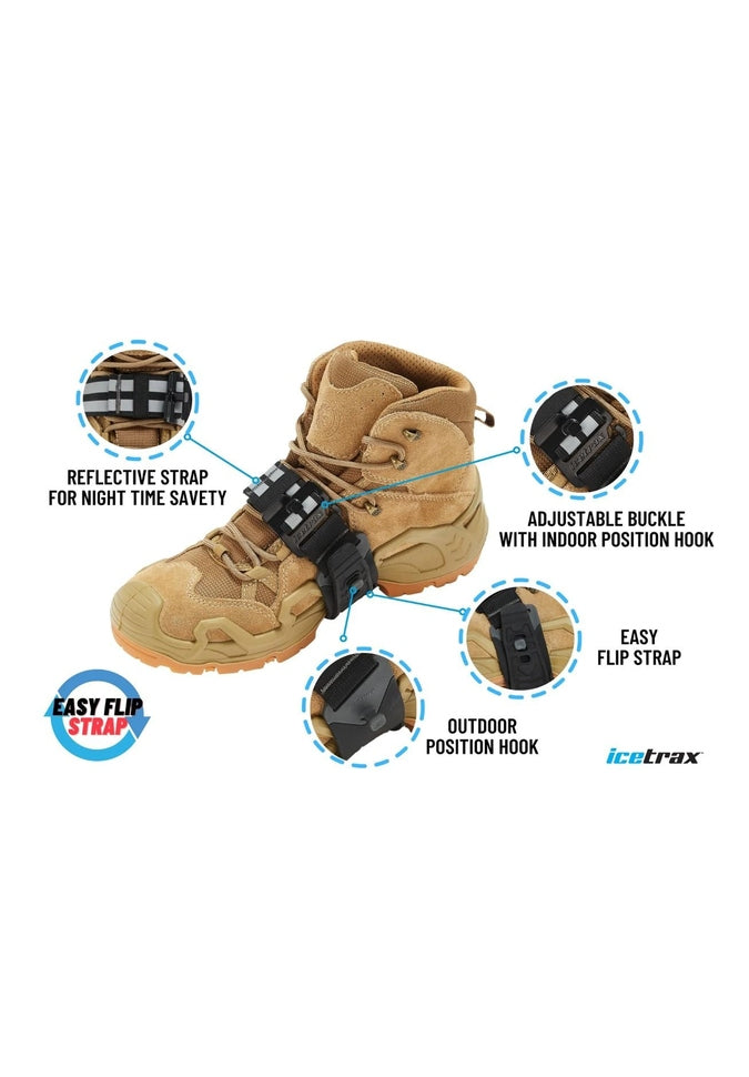 Icetrax Midflip Mid Sole Ice Cleats - Non-Slip Traction for Winter Boots | Perfect for Hiking, Running & Walking on Ice & Snow