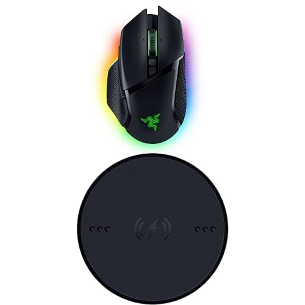 Razer Basilisk V3 Pro Wireless Gaming Mouse with HyperScroll Tilt Wheel - 11 Programmable Buttons - 30K DPI Optical Sensor - Includes Wireless Charging Puck for Qi-Compatible Charging Mats (Perfect for FPS, MMO & PC Gaming)