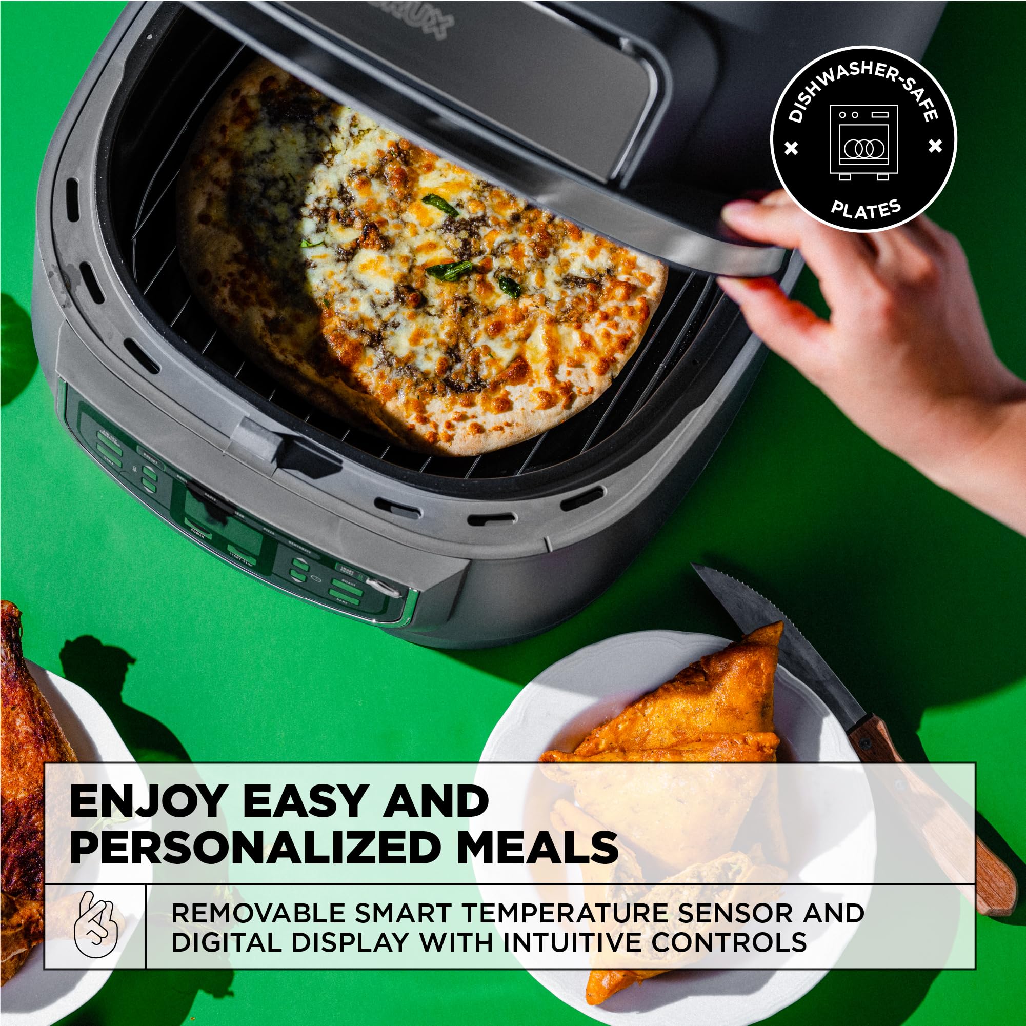 CRUX Smokeless Indoor Grill and Digital Air Fryer Oven Combo - Adjustable Temperature, 5 Preset Functions, 12