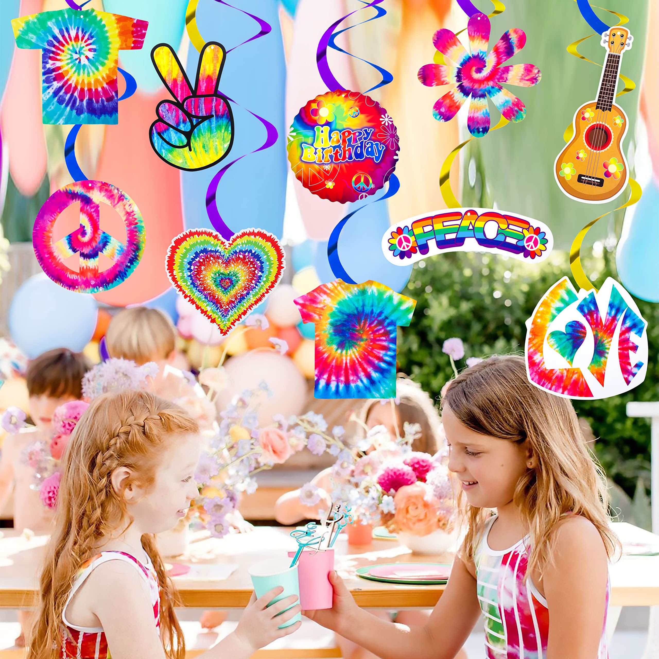 Groovy Tie Dye Party Decorations Set - 60s Hippie Themed Birthday Banner & Supplies for Tie Dye Themed Parties, Baby Showers & Boho Celebrations - Perfect for Festivals, Retro Events & Hippie Birthday Decorations