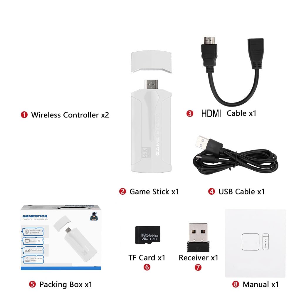 **Mania Link Retro Gaming Stick - Plug & Play 4K HDMI Video Game Console with 40,000+ Built-in Games & 2 Wireless Controllers - Perfect for TV Gaming & Nostalgic Fun**    *(Ideal for Family Game Nights, Retro Gaming Enthusiasts, and Multiplayer Entertainment!)*