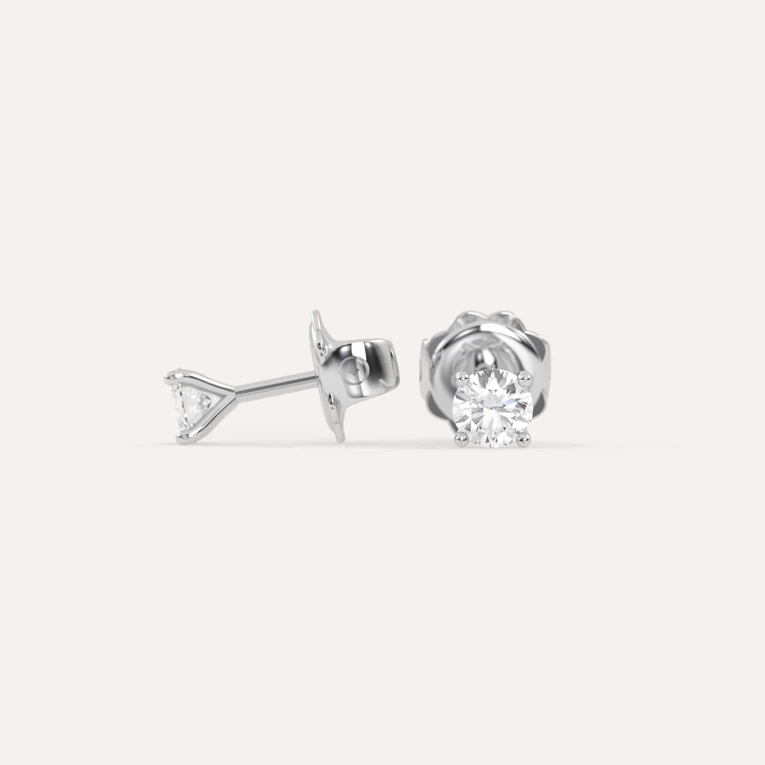 1/2 Carat Round Diamond Stud Earrings - 14K White Gold Dainty Earrings for Women, Perfect for Everyday Wear, Anniversary & Wedding Gifts