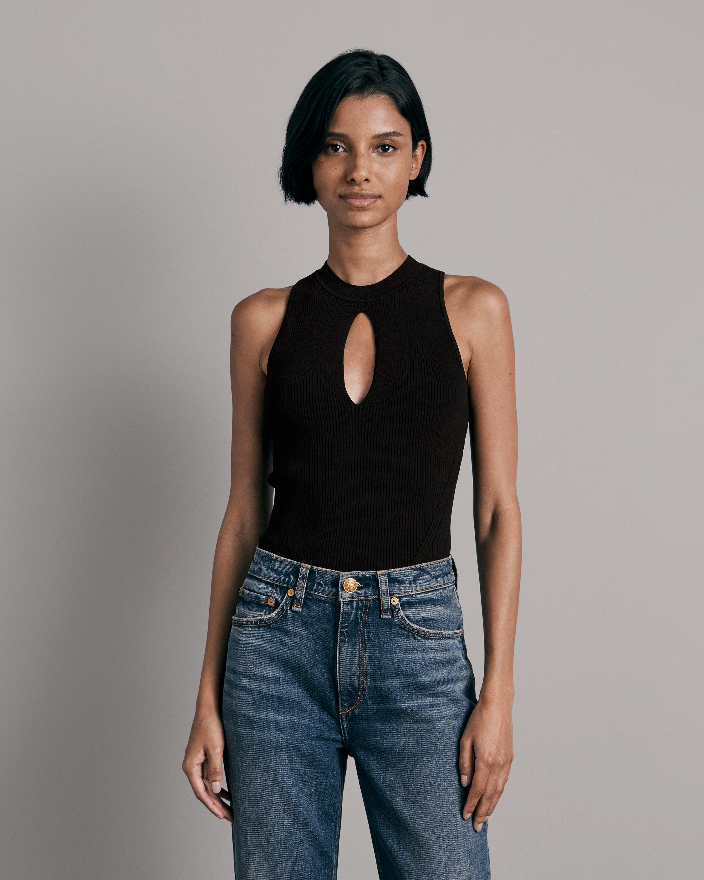Asher Keyhole Tank Top for Women - Sexy Sleeveless V-Neck Blouse, Summer Casual T-Shirt - Perfect for Beach, Party, and Everyday Wear