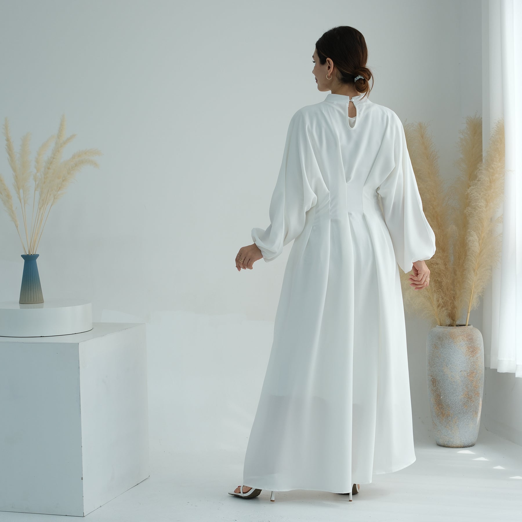 Madison Long Sleeve Maxi Dress for Women - Elegant White Flowy Evening Gown - Perfect for Weddings, Parties & Special Occasions