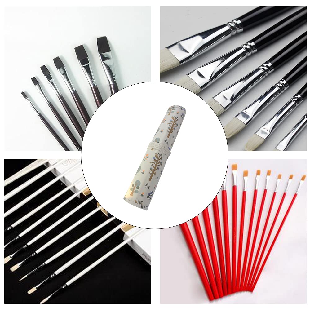 20 Holes Artist Paint Brush Holder Roll-Up Canvas Brush Organizer - Large Capacity Pouch for Paint Brushes, Colored Pencils & Art Supplies - Perfect for Watercolor, Acrylic Painting & Art Classes