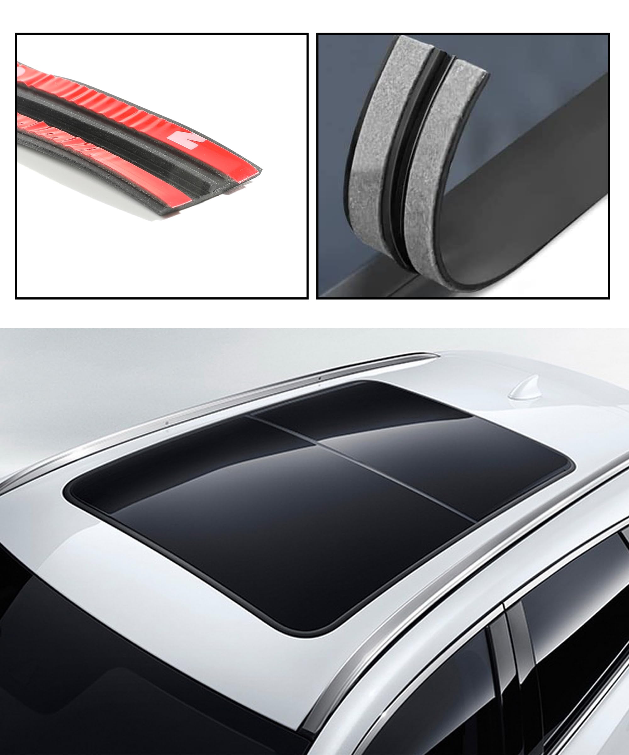 RACOONA 2PCS 22Ft T-Shaped Windshield Rubber Seal Trim - Weather Stripping for Car Door, Sunroof, Front & Rear Windshield - Durable Automotive Accessories for All-Season Protection & Noise Reduction