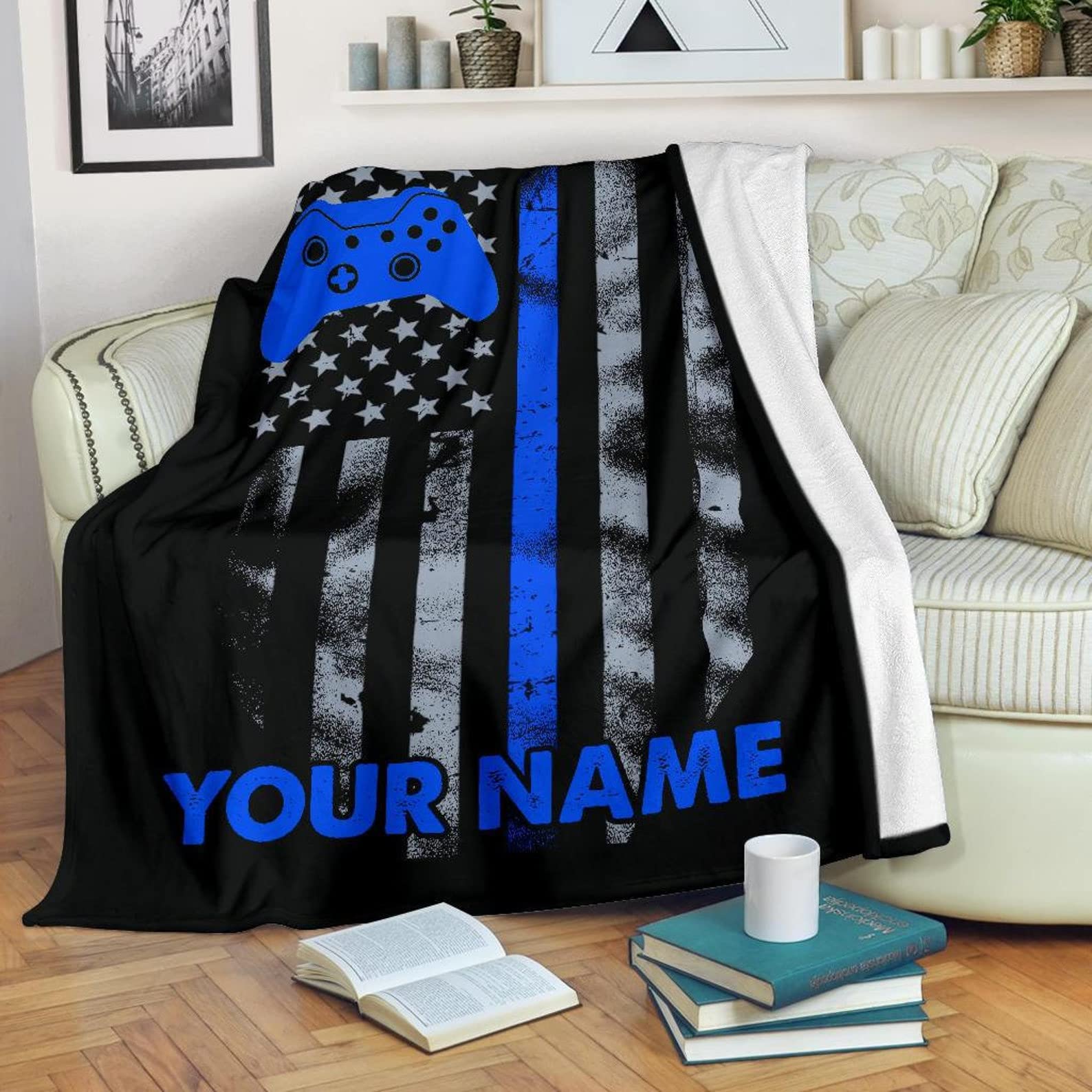 Personalized Gaming Blanket for Boys & Gamers - Soft Throw Blanket in Queen, Twin, 30x40, 50x60, 60x80 Inches - Perfect for Gaming Rooms, Bedrooms & Cozy Movie Nights