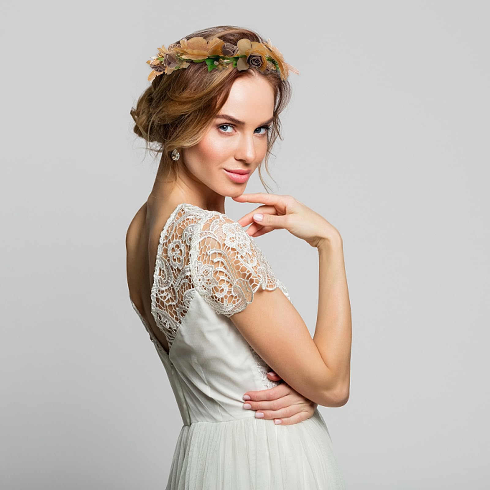 Handmade Rattan Vine Flower Crown Headband - Floral Wreath Garland for Beach Weddings, Bridal Hair Accessories, Boho Party Decor (2 Pack, Coffee Brown) | Perfect for Boho Weddings, Summer Festivals & Photo Shoots