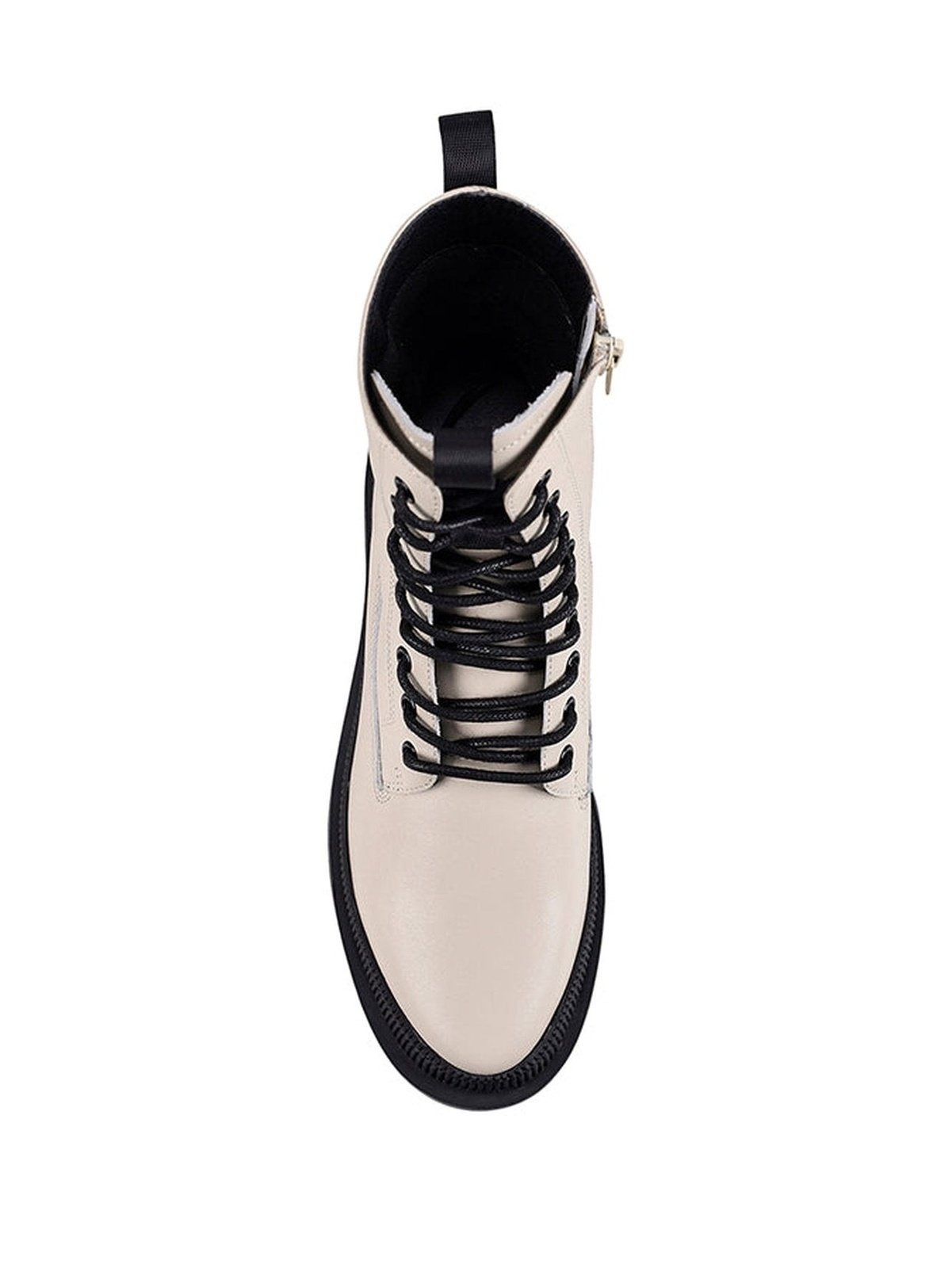 Orlando Combat Chunky Boots - Cream Leather Platform Boots for Women, Stylish & Comfortable for Casual Outfits, Streetwear & Night Out