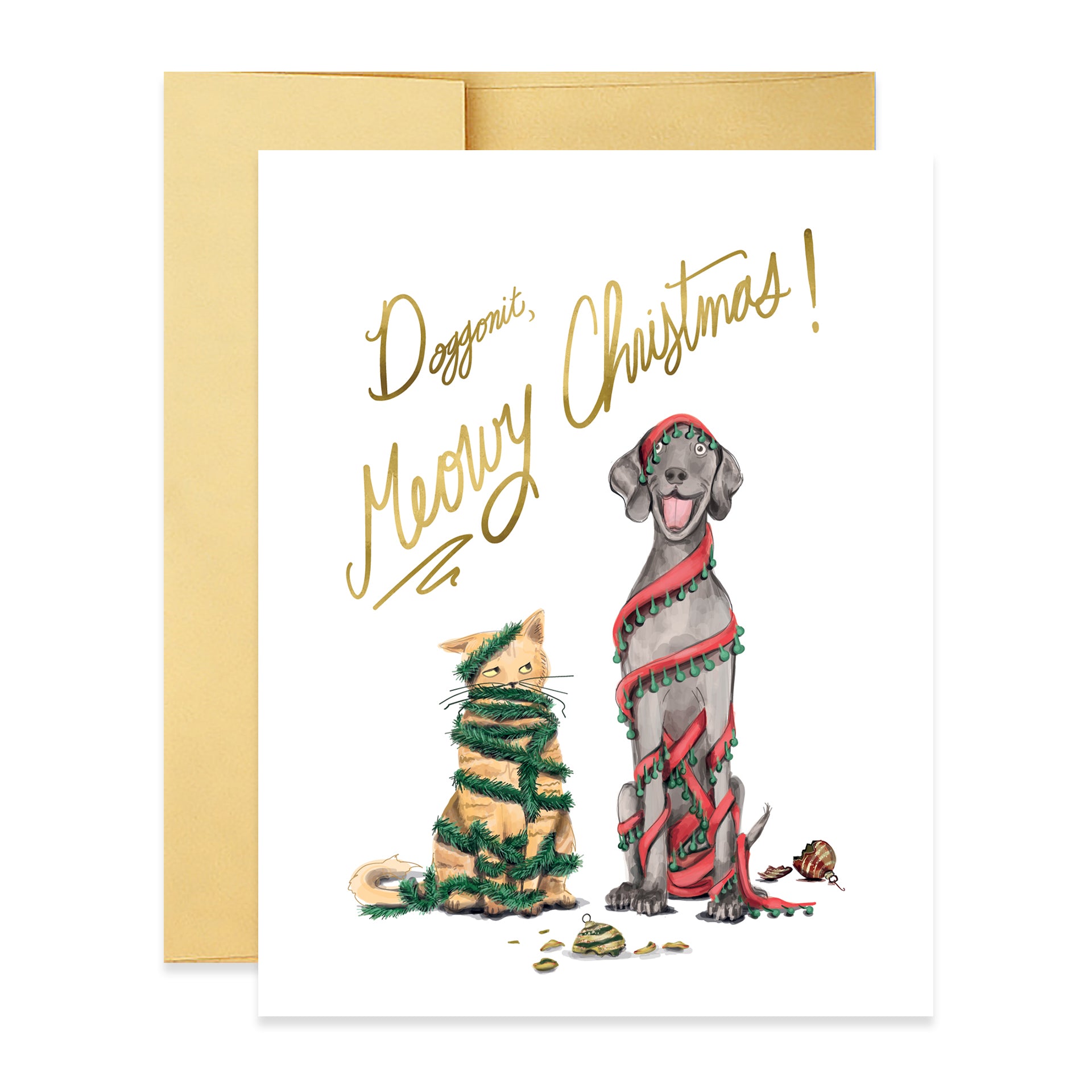 6-Piece Doggone It Meowy Christmas Holiday Greeting Card Set - Perfect for Pet Lovers, Christmas Gifts & Festive Celebrations