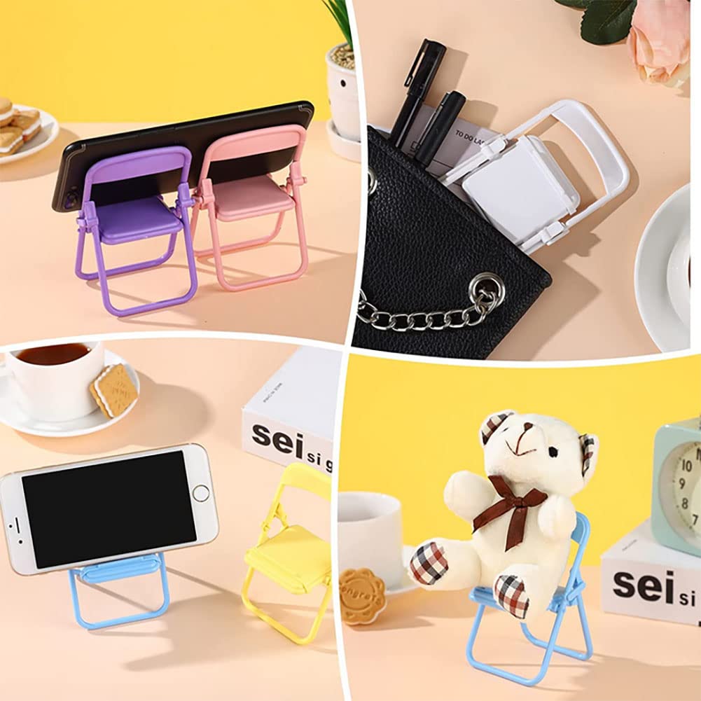 4Pcs Mini Foldable Phone Stand Holder - Portable Cute Candy Color Phone Stand for Smartphones, Tablets, E-Readers - Perfect for Desk, Bed, Travel & Watching Videos