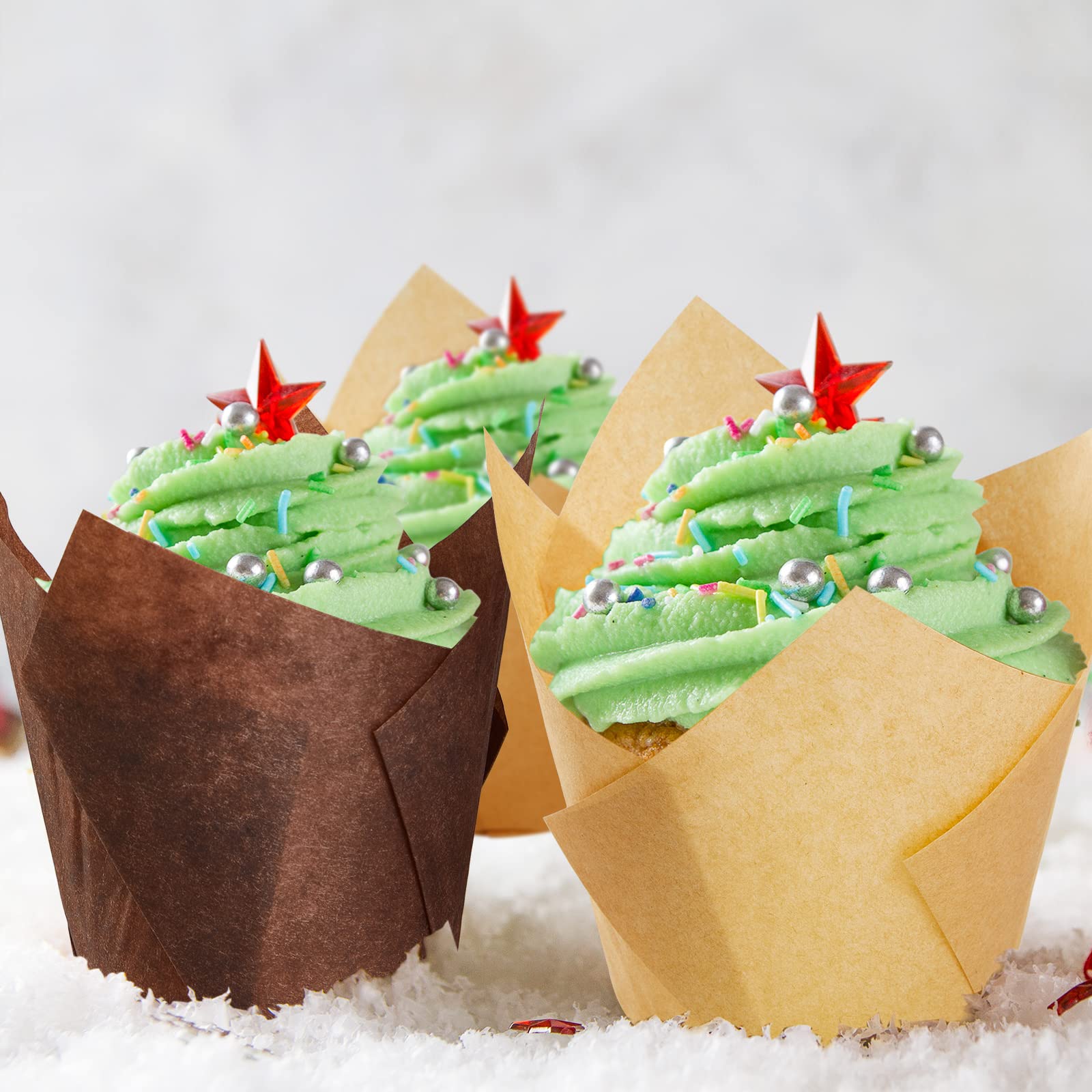 800 Pcs Tulip Cupcake Liners - Greaseproof Baking Cups for Muffins, Cupcakes & Desserts - Perfect for Parties, Weddings, Birthdays & Baby Showers (Simple Style) - Ideal for Home Baking, Holiday Treats & Special Occasions