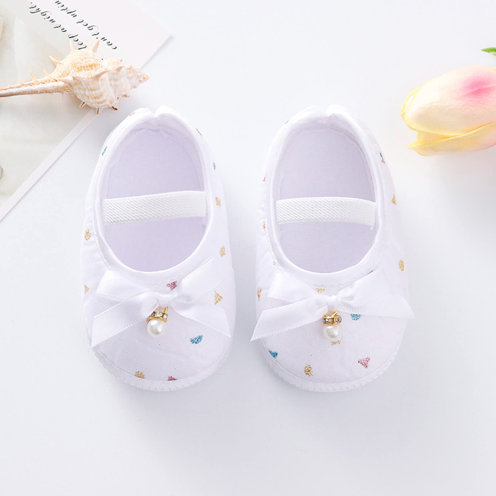 Cute Princess Toddler Shoes with Soft Bow & Pearl - Baby Girls Size 2 for Party & Dress Up