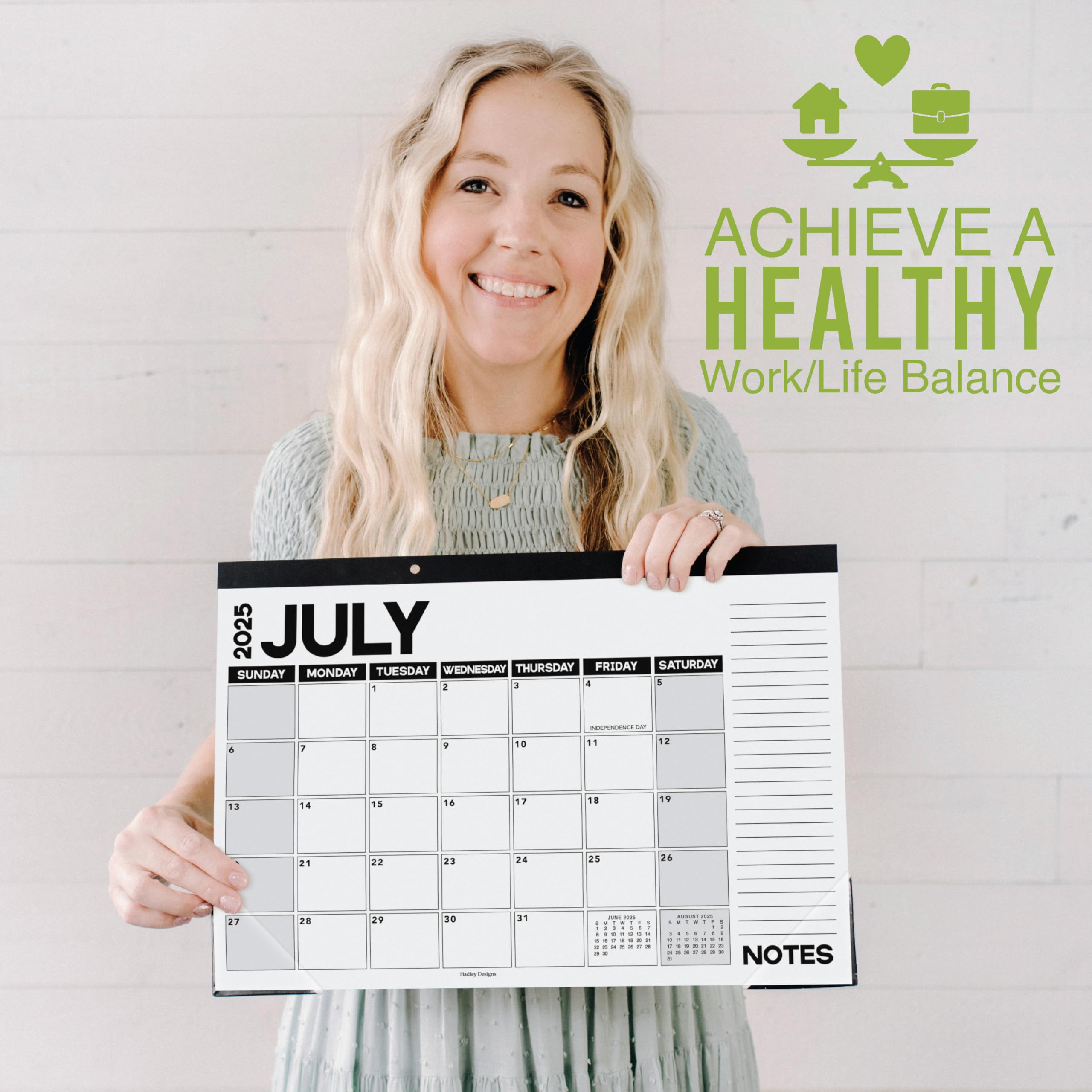Hadley Designs 2025-2026 Large 18-Month Desk Calendar | 17