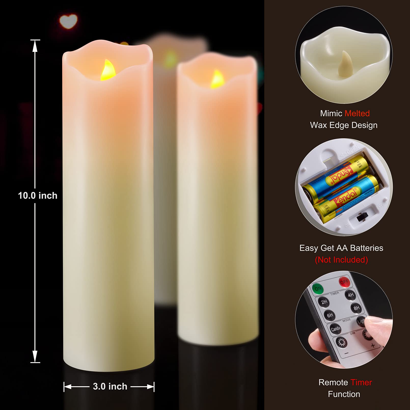 Flameless LED Candles with Remote - Set of 2 for Home Decor & Parties