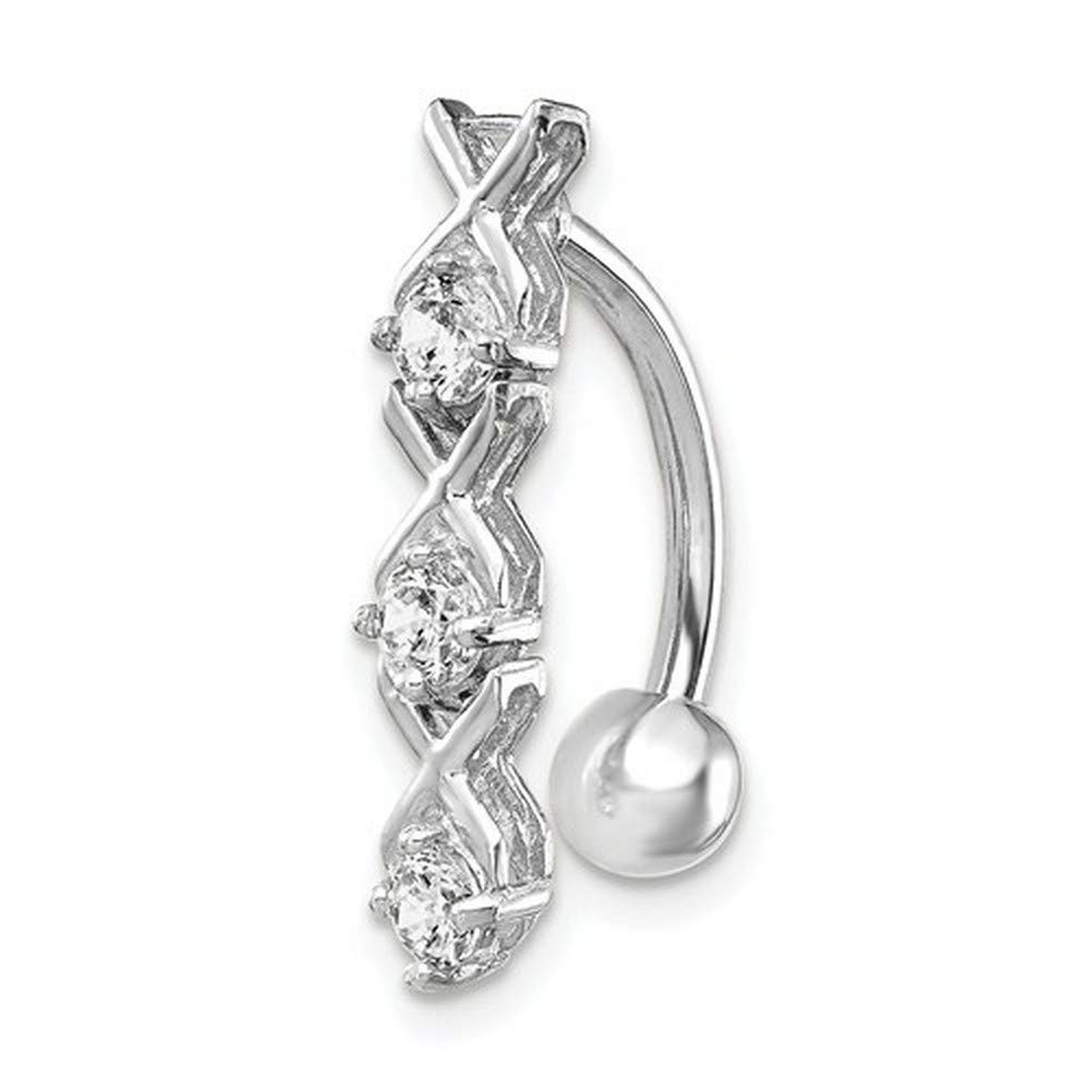 14k Yellow or White Gold XO Cubic Zirconia Belly Button Ring - 4mm x 20mm Dangle Navel Piercing Jewelry for Women | Perfect for Beach, Pool Parties & Summer Outfits