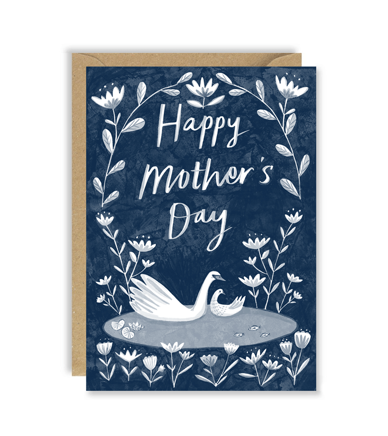 Joy Nevada Delft Swans Greeting Card - Elegant Mother's Day Gift for Mom, Wife, Grandma | Perfect for Birthdays, Anniversaries & Special Occasions