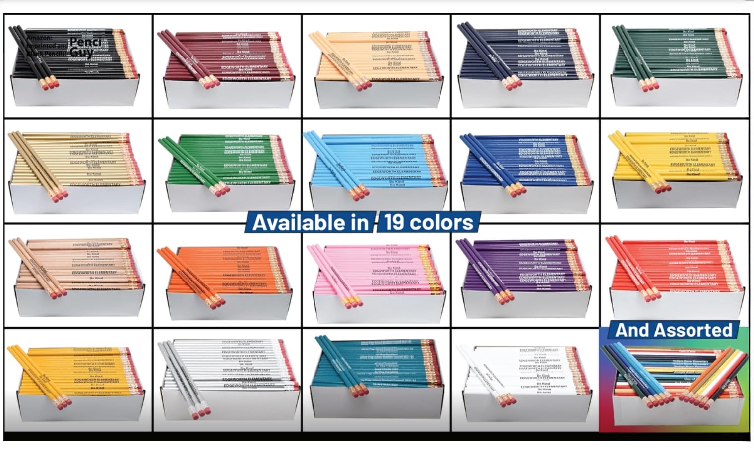 Personalized Round Pencils with Custom Imprint - 144 Count Box, 19 Vibrant Colors | Perfect for Promotional Giveaways, School Supplies & Office Stationery