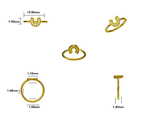 0.09Ct. White Diamond Ring - 10K Gold Prong Setting Horseshoe Ring for Women, Elegant Bridal Jewelry & Anniversary Gift for Her