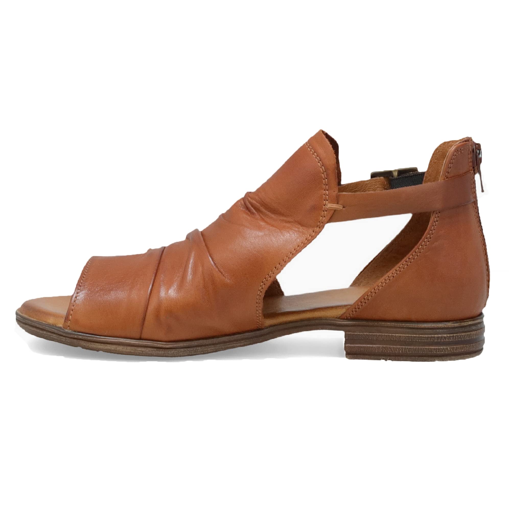 Miz Mooz Dipper Women's Leather Sandals - Peep Toe Buckle Strap Open Side Sandals for Summer Outfits & Beach Vacations