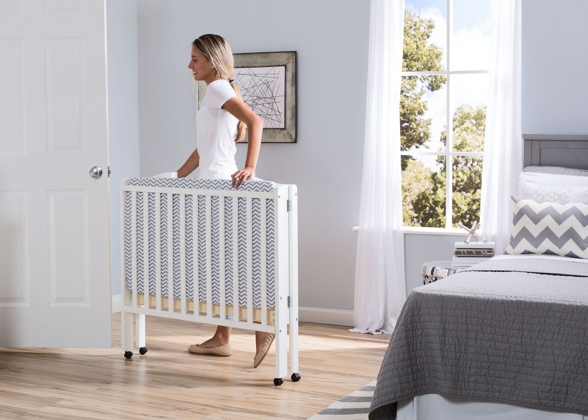 Portable Folding Crib with Mattress - Lightweight Travel Baby Bed for Home & Nursery | Perfect for Travel, Camping & Grandparents' House