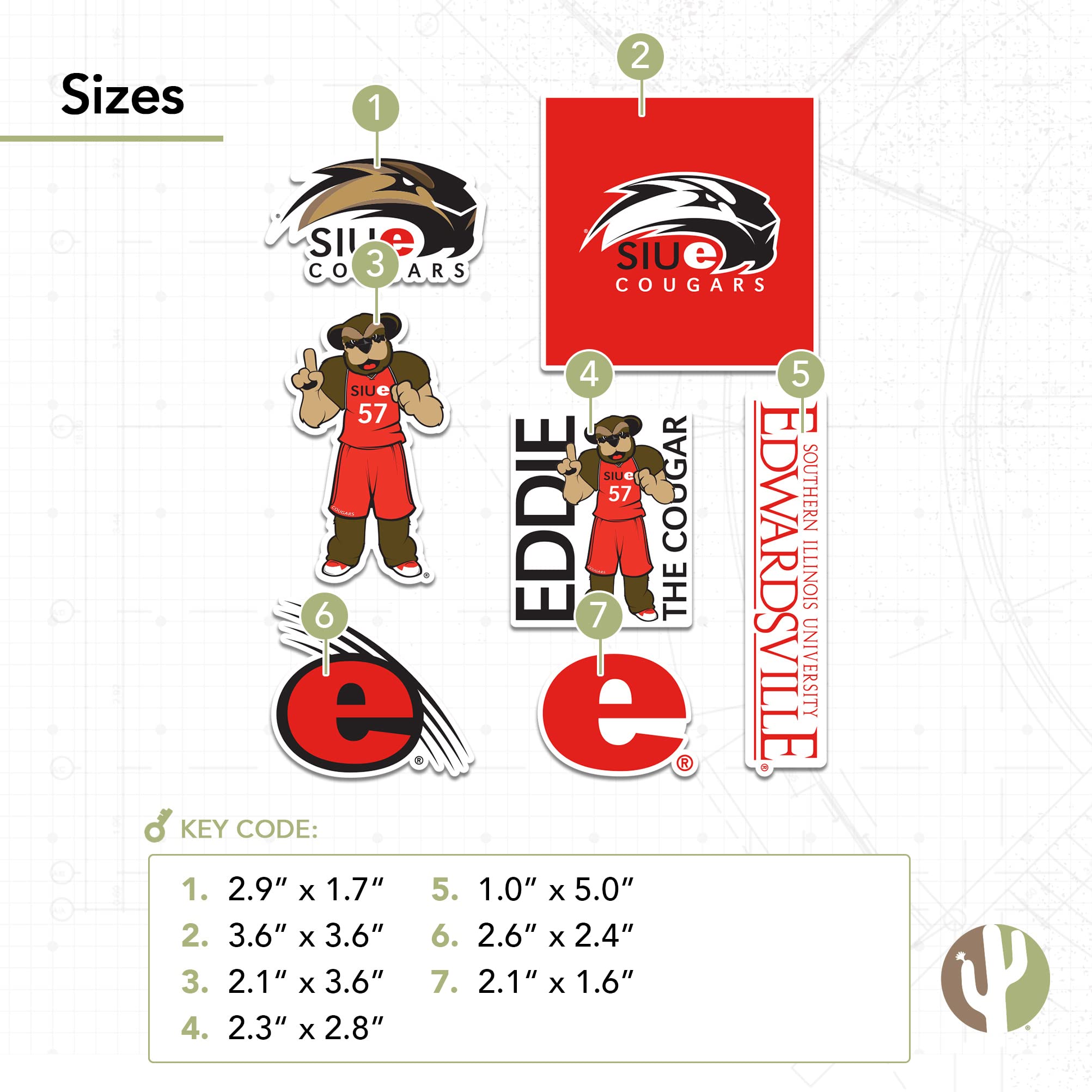 SIUE Cougars Vinyl Decals - Desert Cactus Southern Illinois University Edwardsville Stickers for Laptop, Water Bottle, Car & Scrapbook - Durable Waterproof Decal Sheet (Type 2) - Perfect for School Spirit, College Pride & Fan Gifts