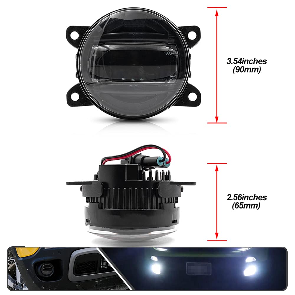 2Pcs Universal 3.5-inch LED Fog Lights for Jeep Renegade Cherokee KL Compass - OEM Replacement Fog Lamps - Durable Off-Road Lighting for Night Driving & Bad Weather Conditions