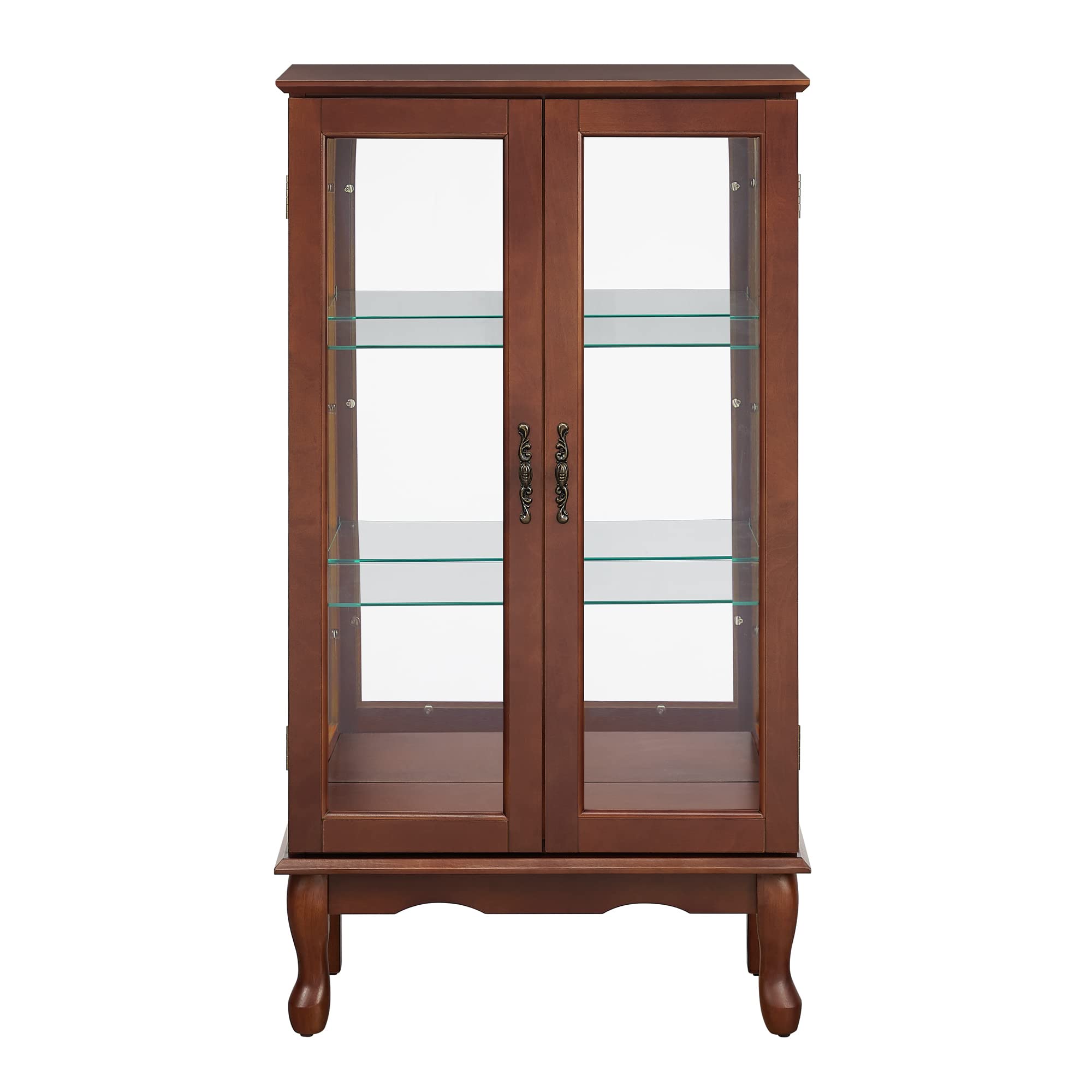 HomVent Lighted Curio Cabinet - Glass Display Case with Adjustable Shelves, Mirrored Back & Tempered Glass Doors - Perfect for Living Room, Hallway, or Office Decor to Showcase Collectibles, China & Art Pieces