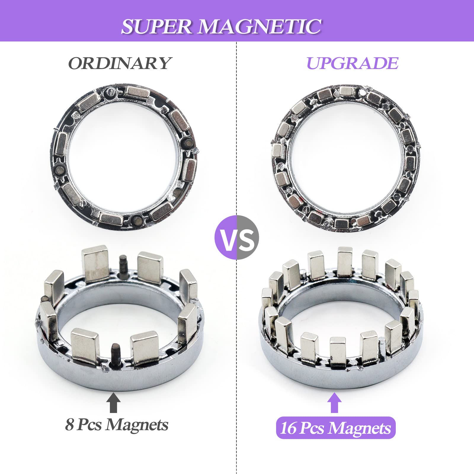Magnetic Fidget Rings Set of 3 - Stress Relief Toys for Adults & Kids, Anxiety Reducer, Finger Decompression Spinner - Perfect for Office, Classroom, Travel and ADHD Focus Training