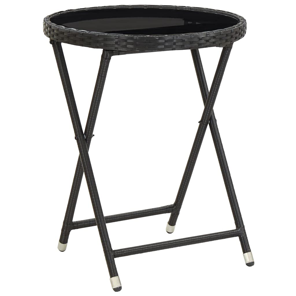 3-Piece Outdoor Bistro Set - Black Poly Rattan Patio Furniture with Tempered Glass Table - Perfect for Garden, Backyard, Poolside & Balcony Dining