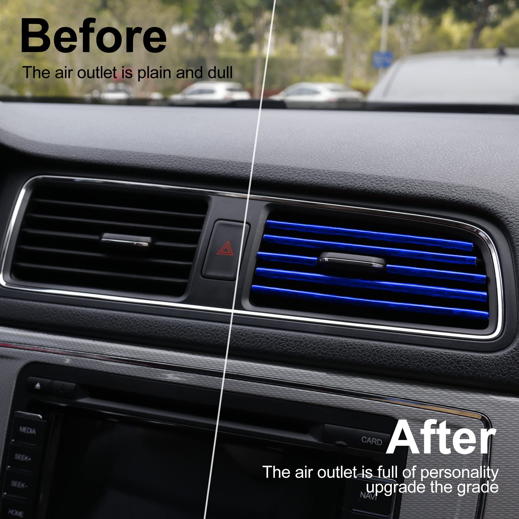 SINGARO 20-Piece Bendable Car AC Vent Decorative Strips - Universal Fit for Most Vehicles, DIY Interior Accessories (Ice Blue) - Upgrade Your Car's Style & Comfort