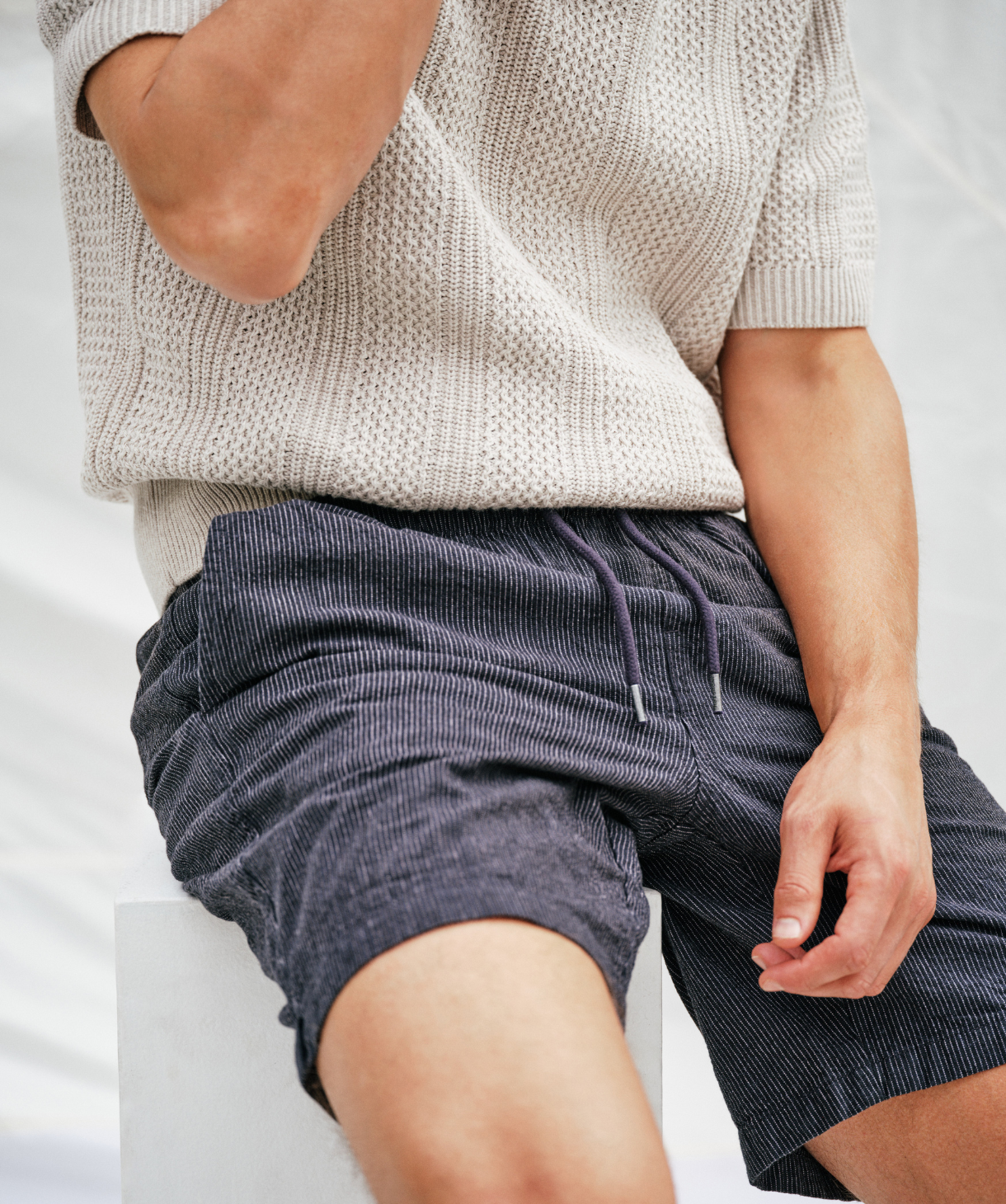 Mataro Shorts for Men - Navy & White Casual Swim Trunks - Perfect for Beach, Pool, and Summer Vacations