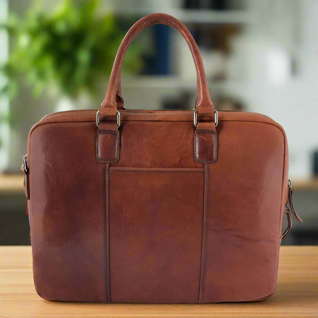 Premium MET Leather Briefcase Messenger Bag for Business & Travel - Stylish Laptop Bag for Men & Women (Fits 15.6