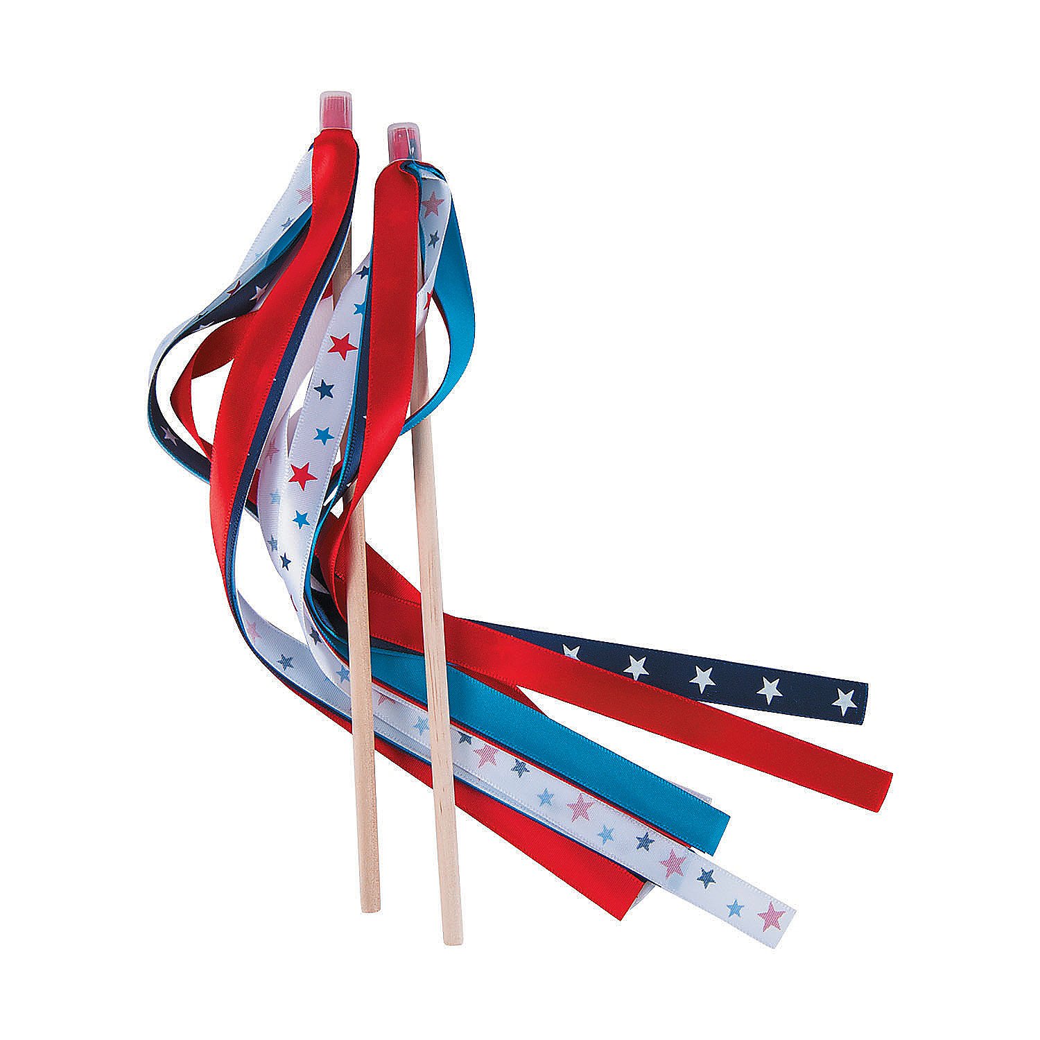 Fun Express 24-Pack Patriotic Fourth of July Parade Wands - Bulk American Flag Waving Sticks for Independence Day Celebrations, Parades & Festivals