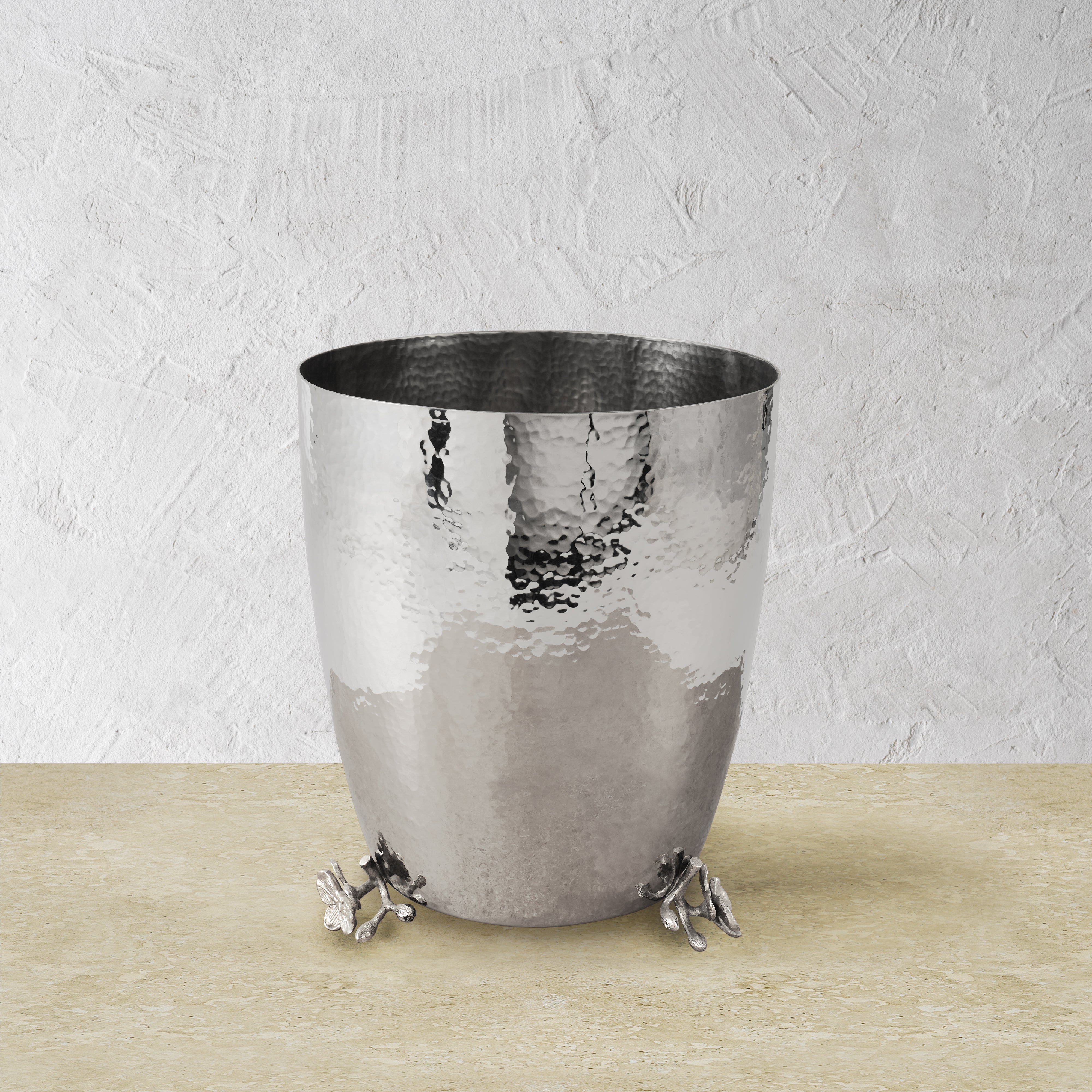 White Orchid Waste Basket - Elegant Trash Can for Home, Office & Bathroom | Small Garbage Bin with Lid | Perfect for Bedroom, Kitchen & Dorm Room