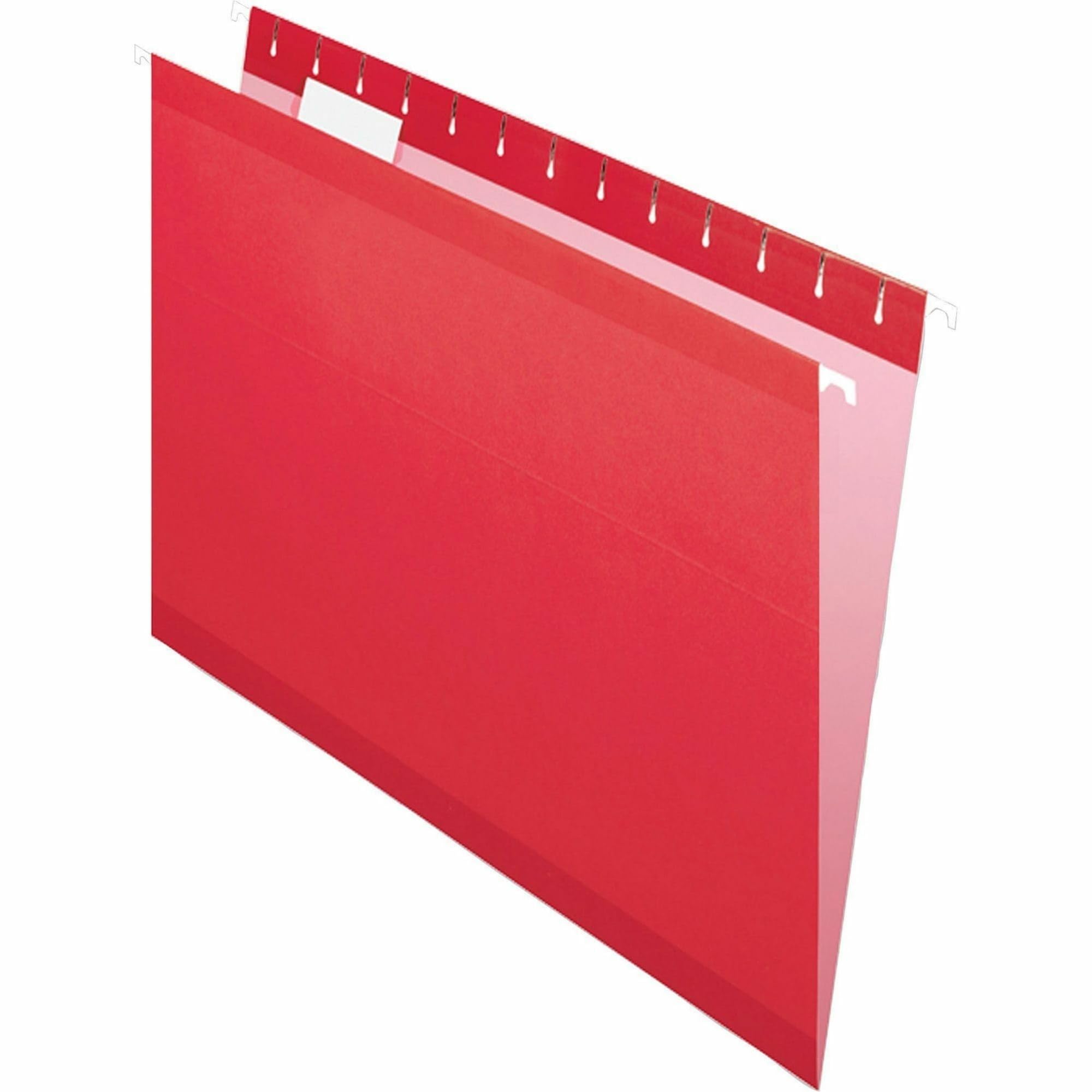 Pendaflex Reinforced Hanging File Folders - Letter Size, 1/5 Cut, Red (25/BX) - Durable Office Organization for Filing Cabinets & Document Storage