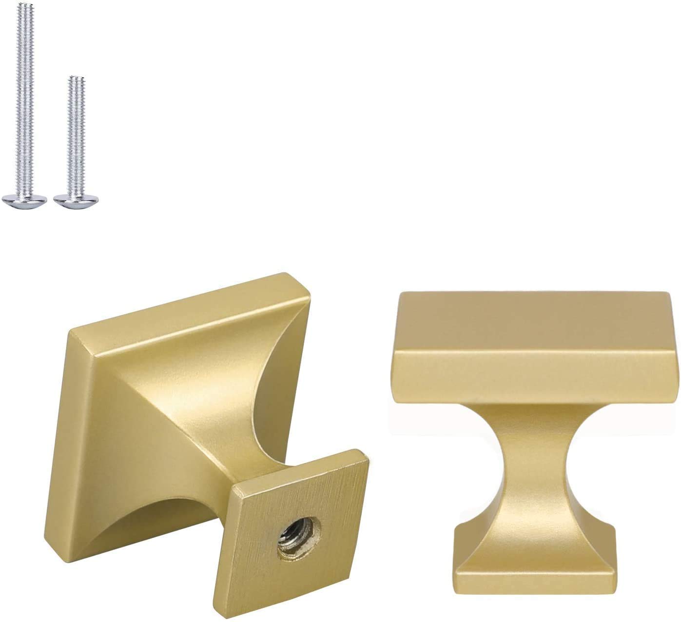 25 Pack Matte Gold Cabinet Knobs - Square Zinc Alloy Drawer Handles for Kitchen, Dresser & Furniture - Durable Hardware for Cabinets, Wardrobes & Home Decor