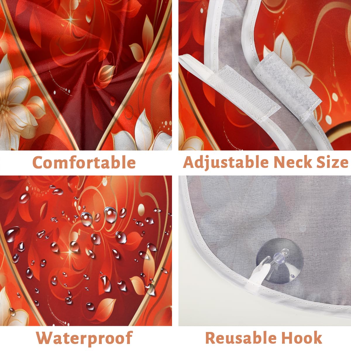 Red Love Pattern Beard Shaving Bib for Men | Waterproof Makeup & Hair Dye Apron | Barber Cape for Haircut & Beard Trimming | Sink Hair Catcher | Perfect Gift for Barbers & Stylists | Ideal for Salon, Home Grooming & Professional Use
