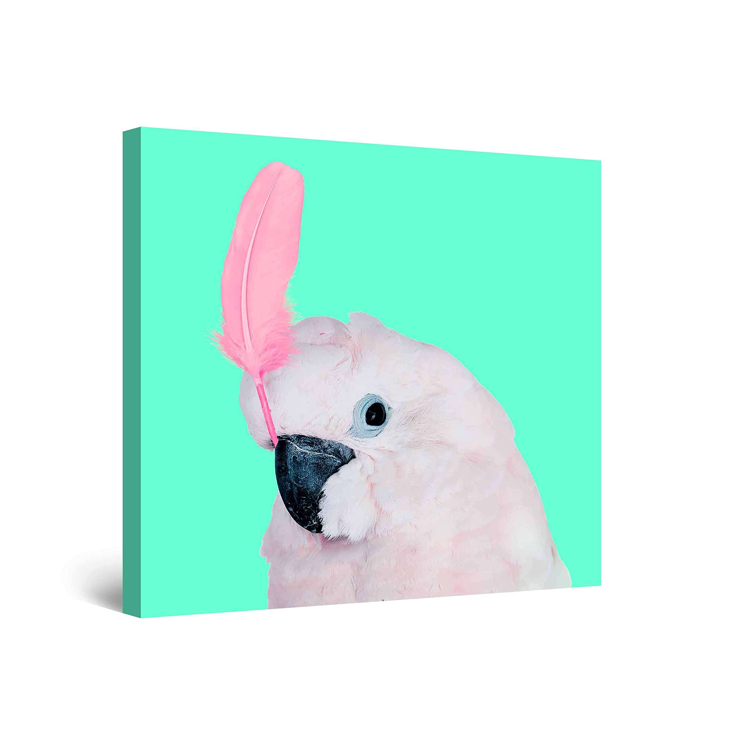 Startonight Abstract Canvas Wall Art - Pink White Parrot Green Painting 32x32 Inch Modern Home Decor | Perfect for Living Room, Bedroom & Office Wall Decoration