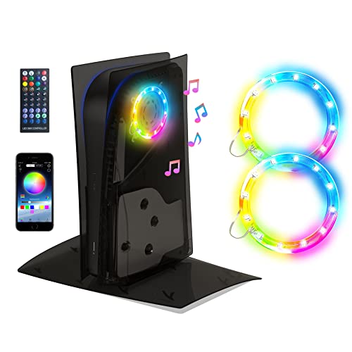 Black PS5 Transparent Faceplates & RGB Light Rings Bundle - TOSHIHAMA Clear Black Faceplate Combo with LED Lights for PS5 Disc Edition - Perfect for Gaming Setups & Custom Console Mods