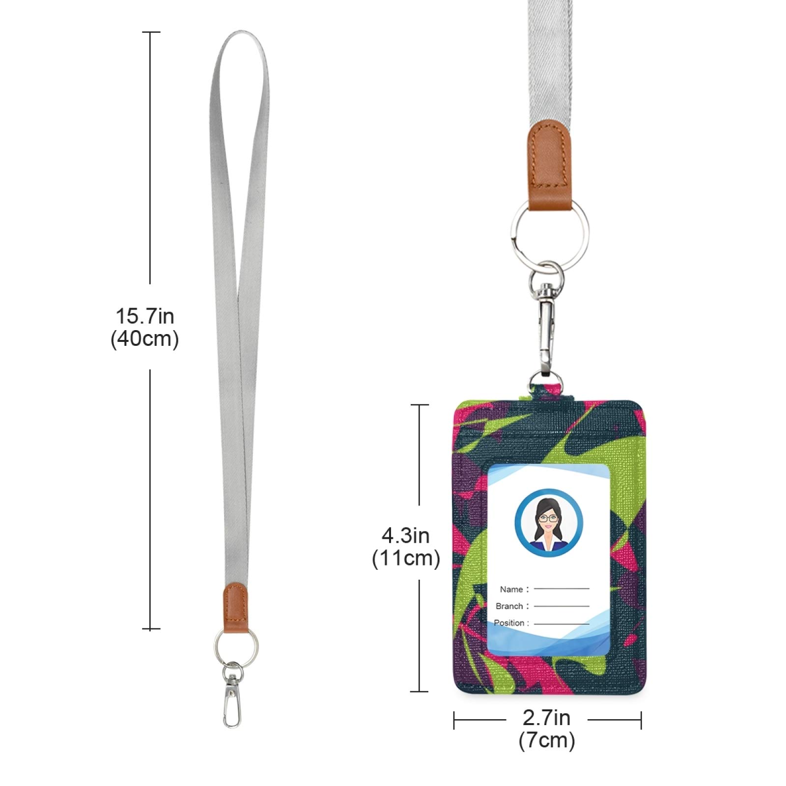 Colorful Abstract Vertical ID Badge Holder with Lanyard - Office & School Use